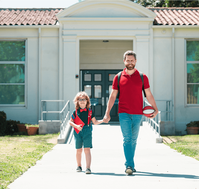 Parent walking with child
